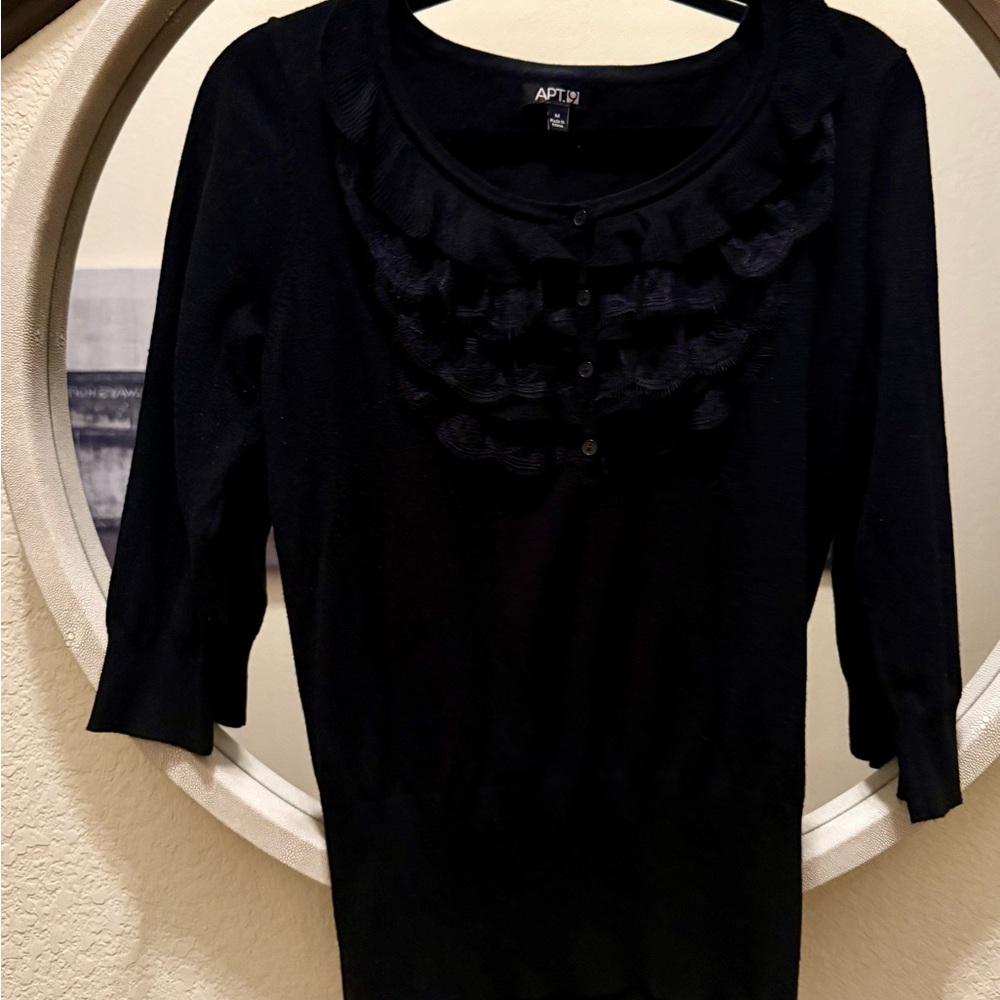 Apt. 9 Black Ruffled Knit Sweater